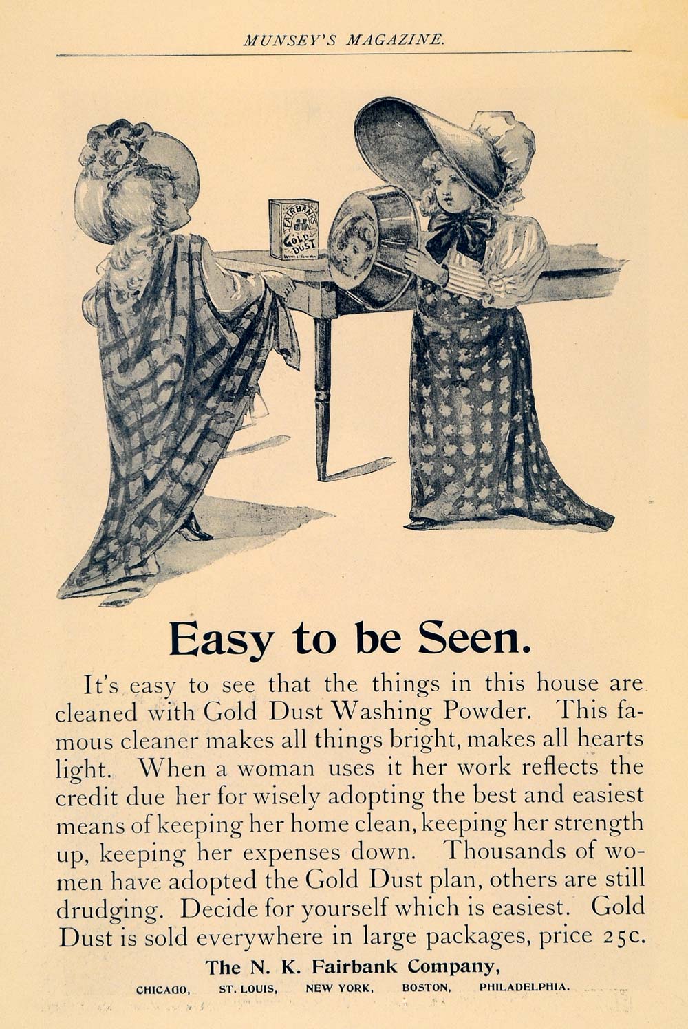 1895 Ad Girls Play Dress Up Gold Dust Washing Powder - ORIGINAL ADVERTISING MUN1
