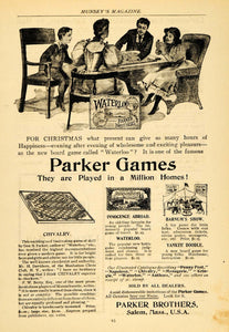 1895 Ad Parker Brothers Games Chivalry Barnums Show - ORIGINAL ADVERTISING MUN1