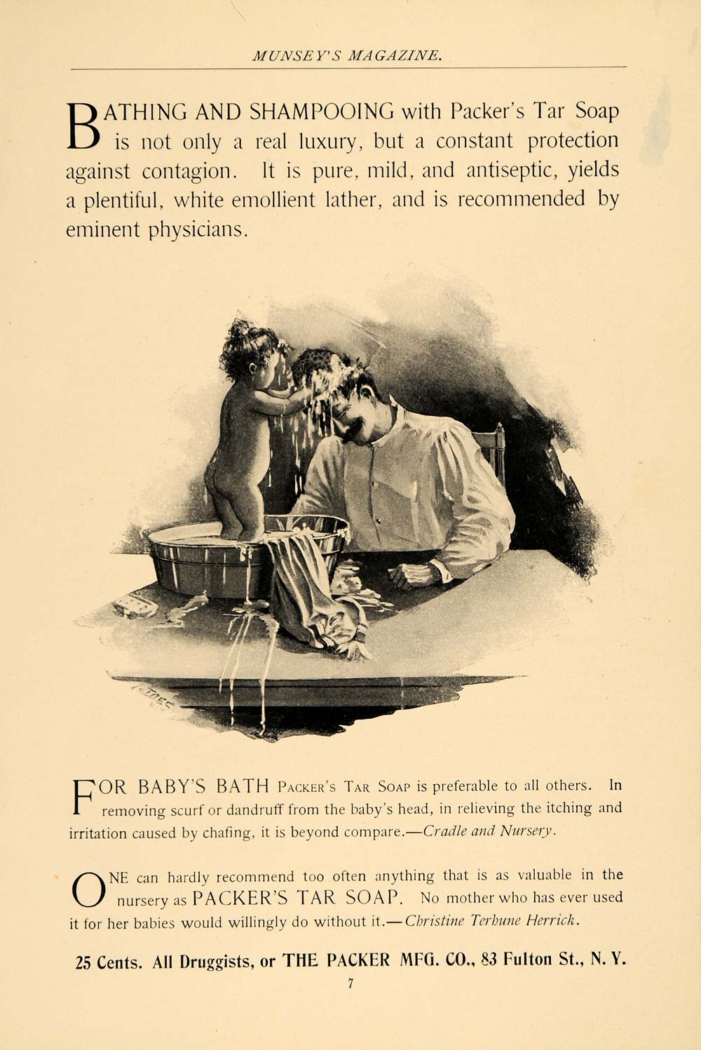 1895 Ad Baby Bathing Shampooing Mother Packers Tar Soap - ORIGINAL MUN1