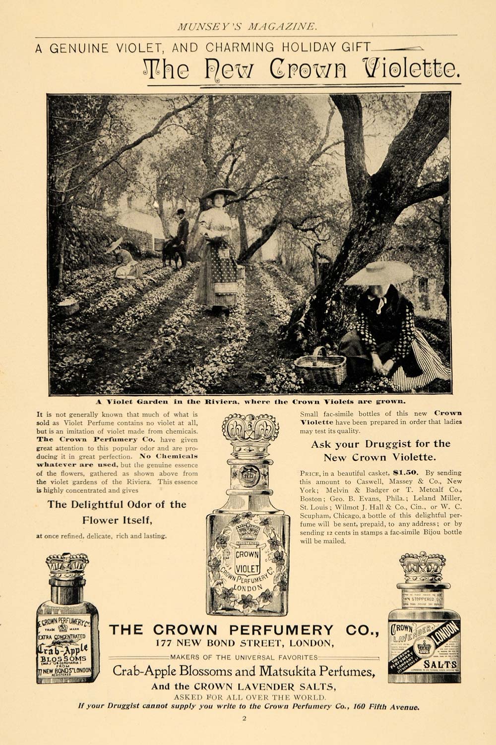 1895 Ad Violette Crown Perfumery Company Violet Garden - ORIGINAL MUN1