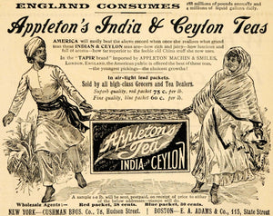 1895 Ad Appletons India Ceyton Tea Cushman Brothers - ORIGINAL ADVERTISING MUN1