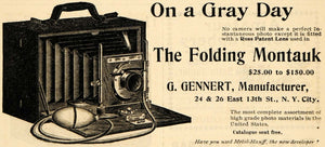 1895 Ad Folding Montauk G Gennert Manufacturer Camera - ORIGINAL MUN1