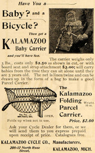 1895 Ad Kalamazoo Cycle Company Baby Carrier Parcel - ORIGINAL ADVERTISING MUN1