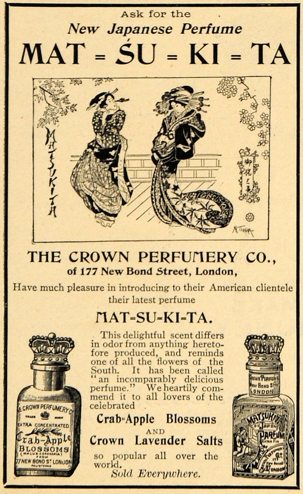 1895 Ad Crown Perfumery Company Mat-Su-Ki-Ta Japanese - ORIGINAL MUN1