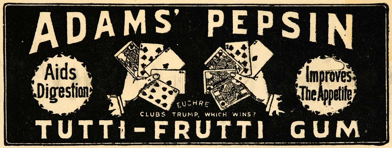 1895 Ad Chewing Gum Adams Pepsin Tutt-Frutti Digestion - ORIGINAL MUN1