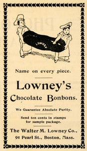 1895 Ad Walter M Lowney Company Chocolate Bonbons Candy - ORIGINAL MUN1