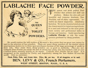 1895 Ad Lablache Face Powder Ben Levy Company Perfumers - ORIGINAL MUN1