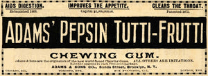 1895 Ad Improve Appetite Digestion Adams Son Pepsin Gum - ORIGINAL MUN1