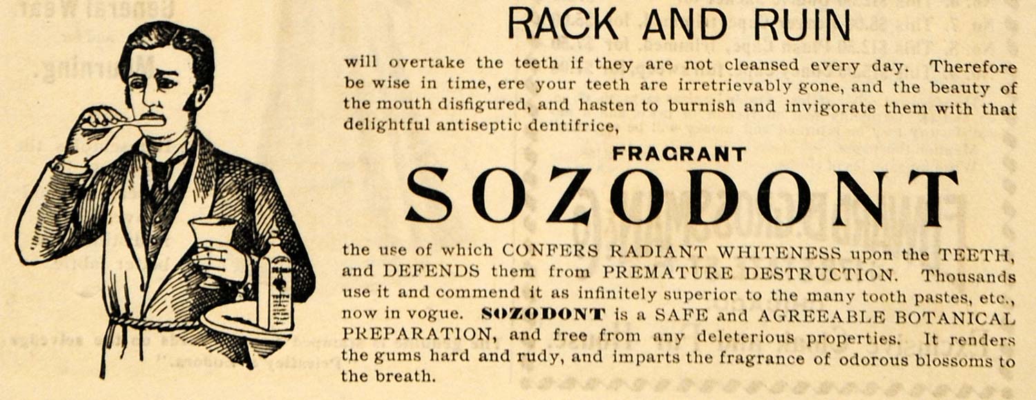 1895 Ad Fragrant Sozodont Teeth Antiseptic Dentifrice - ORIGINAL MUN1