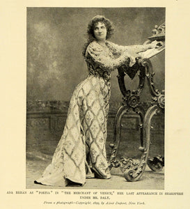 1899 Print American Stage Actress Ada Rehan Merchant Venice Broadway MUN1