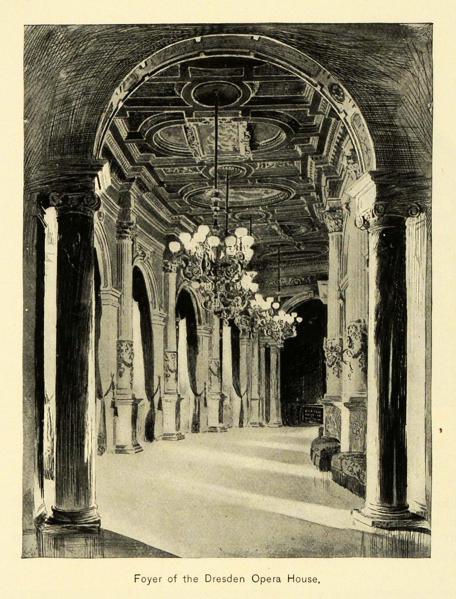 1895 Print Dresden Opera House Foyer Eclecticism Architecture Saxon MUN1