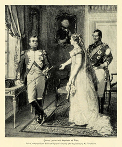 1895 Print Queen Louise Mecklenburg Strelitz Napoleon Bonapart Tilsit MUN1