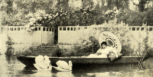 1895 Print Summer Foretaste Woman Relax Rowboat Parasol Umbrella L C MUN1