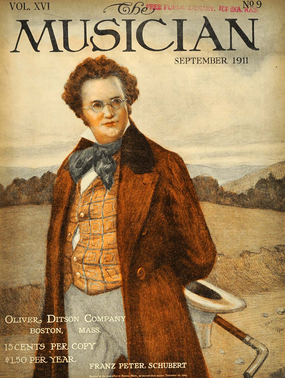 1911 Cover Musician Franz Peter Schubert Hill Portrait - ORIGINAL MUS1