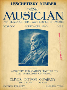 1910 Cover Musician Polish Pianist Theodore Leschetizky - ORIGINAL MUS1