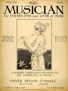 1910 Cover Musician Woman Lily Pond Greek Double Flute - ORIGINAL MUS1