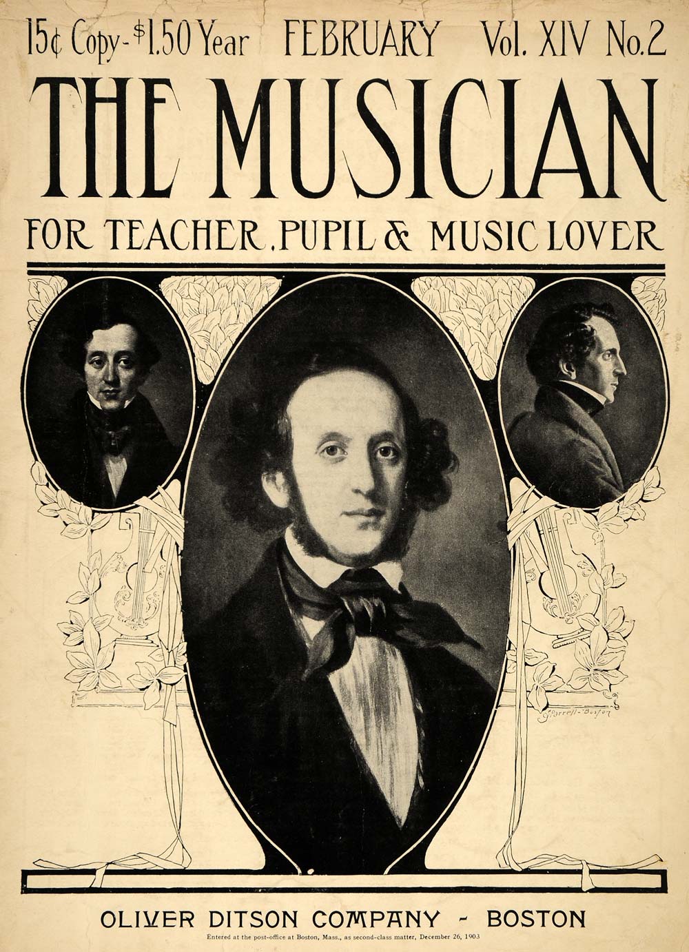 1909 Cover Musician Ditson Trio Oval Composer Portraits - ORIGINAL MUS1