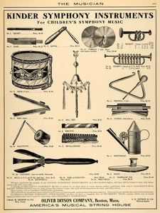 1906 Ad Oliver Ditson Kinder Symphony Kid's Instruments - ORIGINAL MUS1