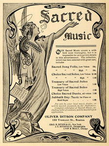 1904 Ad Sacred Music Solo Songs Oliver Ditson Company - ORIGINAL MUS1