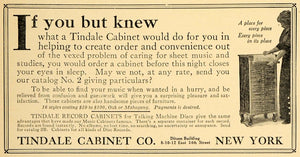1916 Ad Tindale Cabinet Company Records Ditson Building - ORIGINAL MUS1