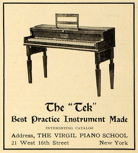 1910 Ad Tek Instrument Virgil Piano School 16th Street - ORIGINAL