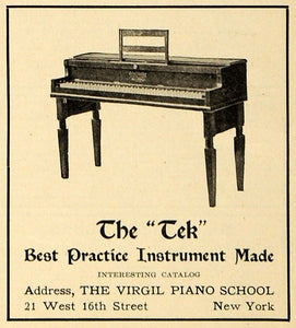1910 Ad Tek Instrument Virgil Piano School 16th Street - ORIGINAL MUS1