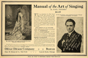 1915 Ad Emil Tiferro Manual Art Singing Oliver Ditson - ORIGINAL MUS1