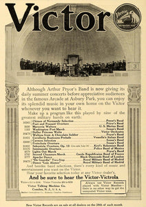 1911 Ad Arthur Pryors Band Arcade Asbury Victor Records - ORIGINAL MUS1