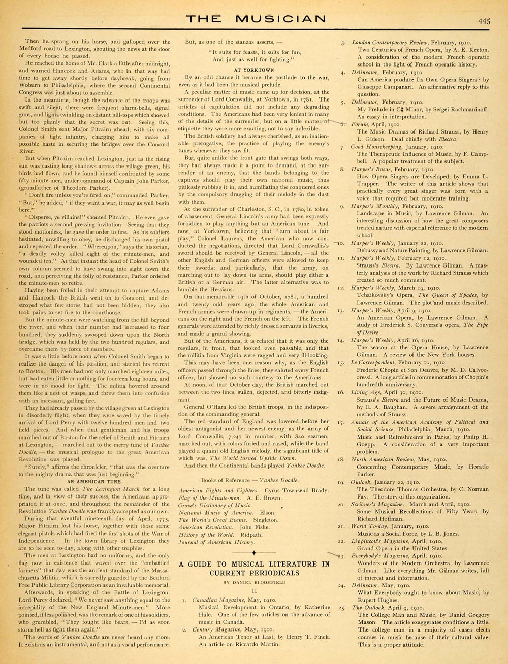 1910 Article Yankee Doodle Song Revolution Paul Revere - ORIGINAL MUS1