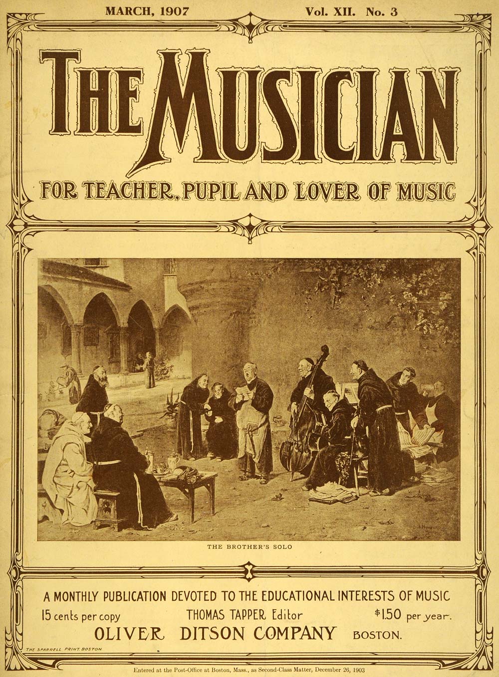 1907 Cover Musician Monastery Monk Minstrels Performing - ORIGINAL MUS1