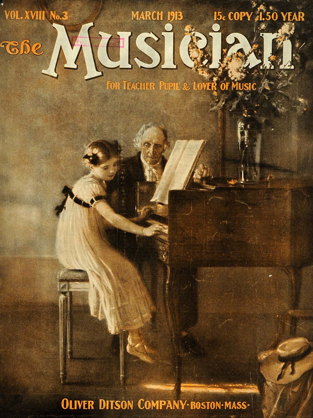 1913 Cover Musician Young Girl Piano Lesson Old Tutor - ORIGINAL MUS1