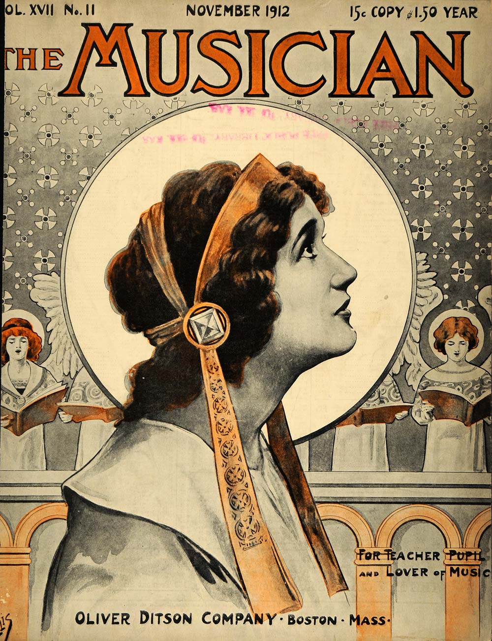 1912 Cover Musician Woman Singing Angels Art J. Willis - ORIGINAL MUS1