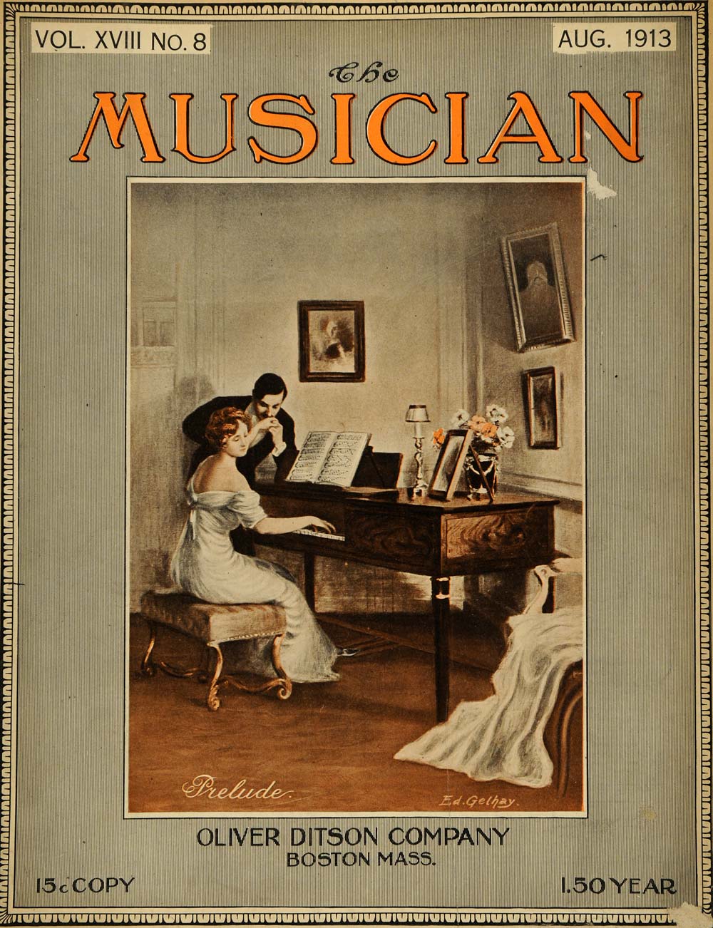 1913 Cover Musician Pianist Romantic Tune Art Ed Gelhay - ORIGINAL MUS1