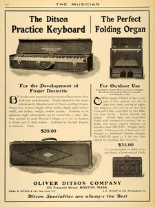 1908 Ad Oliver Ditson Boston Keyboards Folding Organs - ORIGINAL MUS1