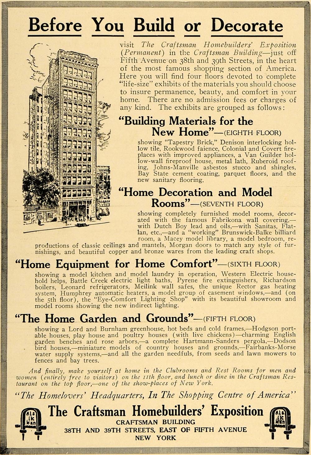 1914 Ad Craftsmen Homebuilders Exposition Decor Store - ORIGINAL MUS1