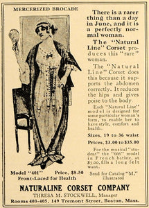 1914 Ad Naturaline Corset Brocade Model Healthy Support - ORIGINAL MUS1