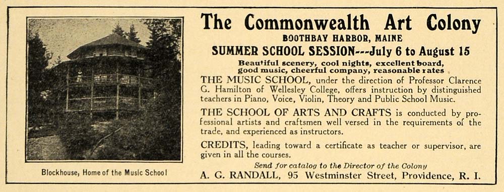 1914 Ad Commonwealth Art Colony Craft Music Schooling - ORIGINAL MUS1