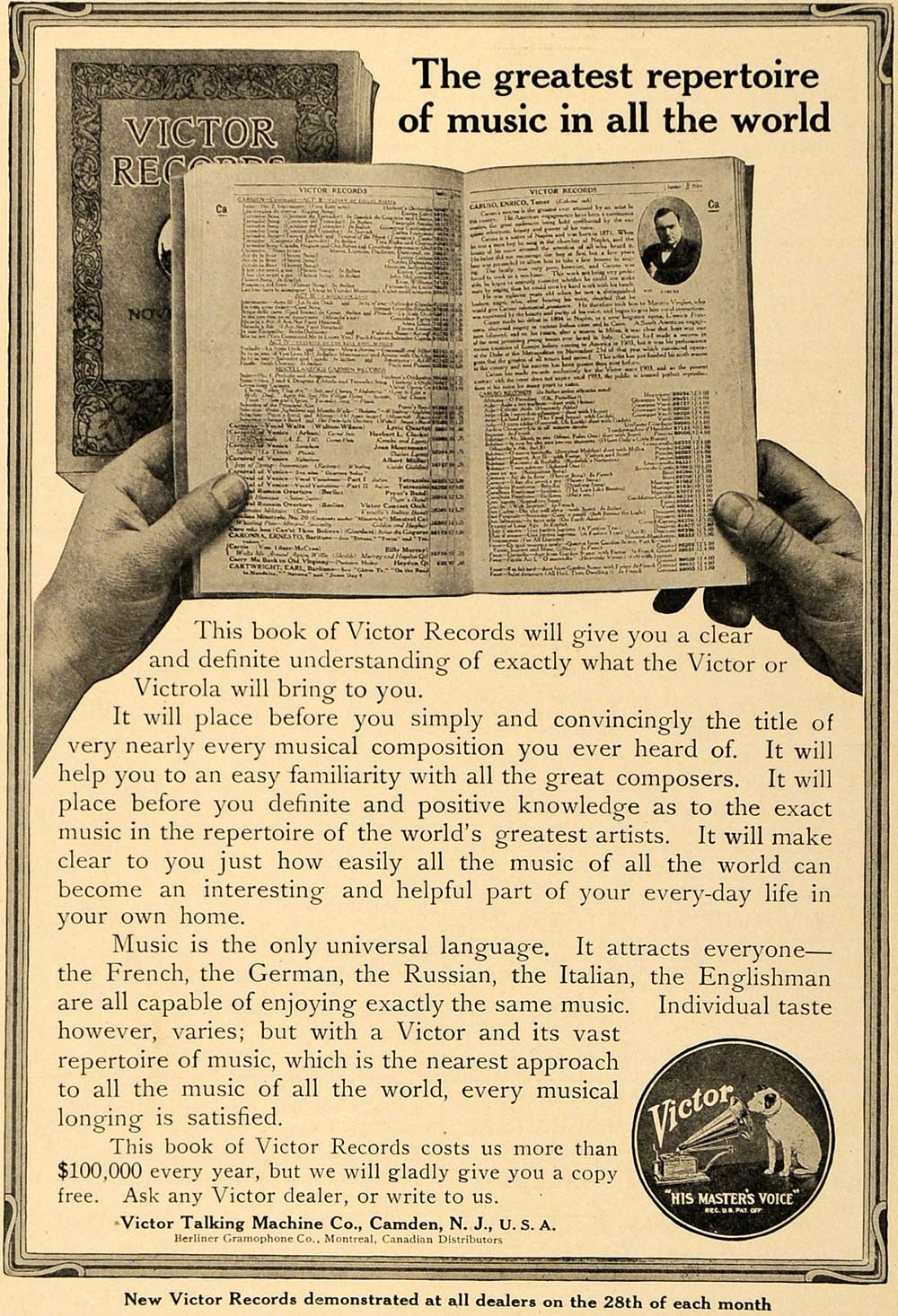 1914 Ad Victor Talking Machines Victrola Artist Booklet - ORIGINAL MUS1 - Period Paper
