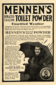 1907 Ad Gerhard Mennen's Talcum Powder Girl Rainstorm - ORIGINAL MUS1