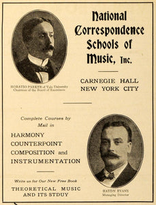 1908 Ad National Music School Horatio Parker Haydn Evan - ORIGINAL MUS1