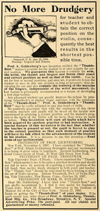 1908 Ad Thumb-Rests A. Goldenberg Violin Wrist Tools - ORIGINAL ADVERTISING MUS1