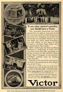 1913 Ad Victor Victrola Record Light Opera Medley Songs - ORIGINAL MUS1