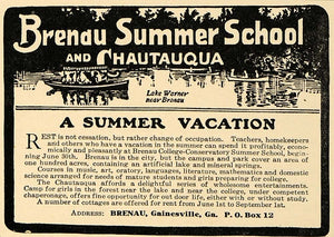 1913 Ad Brenau Conservatory Summer School Lake Warner - ORIGINAL MUS1