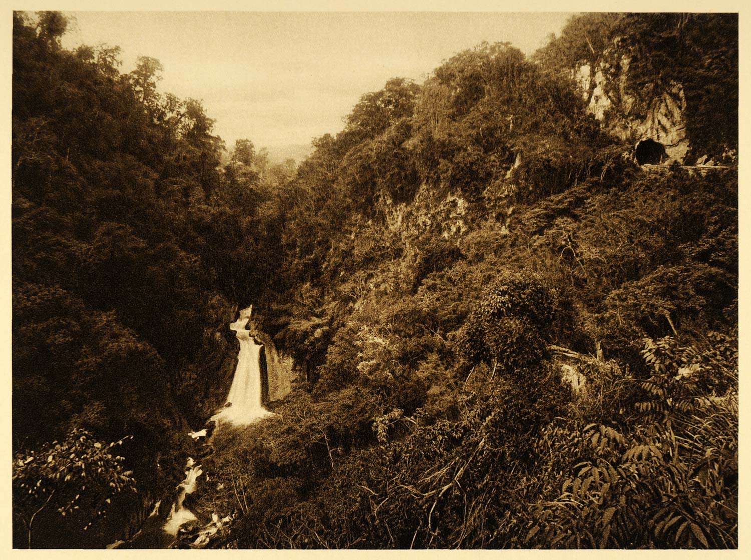 1925 Atoyac Waterfall Mexico Hugo Brehme Photogravure - ORIGINAL MX1