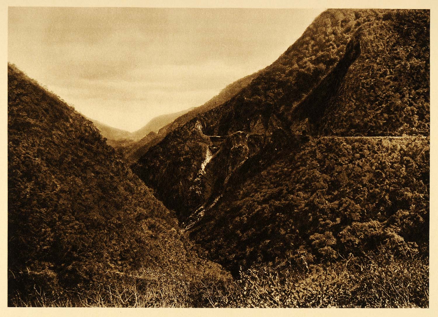 1925 Railroad Tamasopo Canyon Las Canoas Photogravure - ORIGINAL MX1