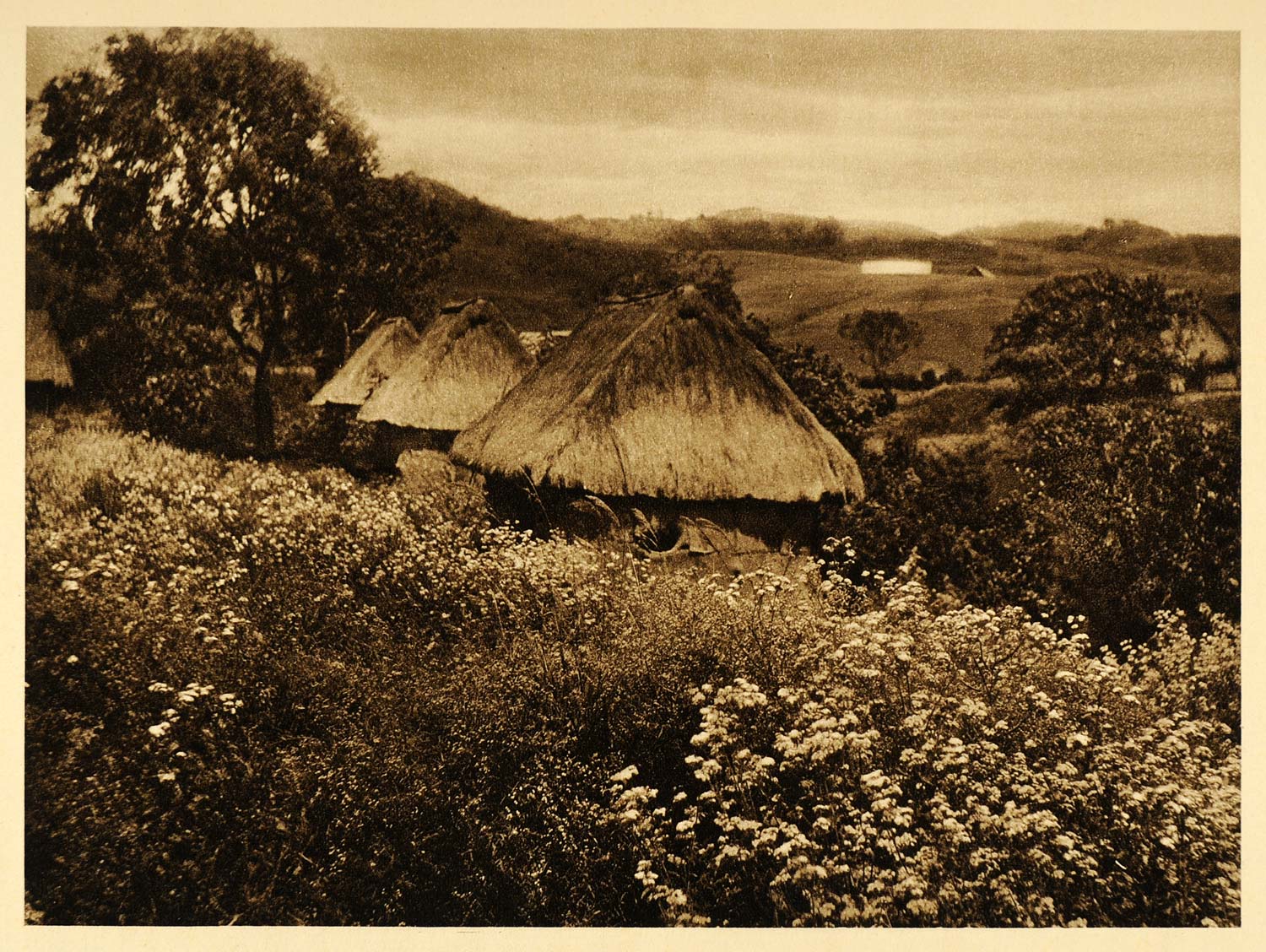 1925 Workers Huts Chozas Cihuapam Mexico Photogravure - ORIGINAL MX1
