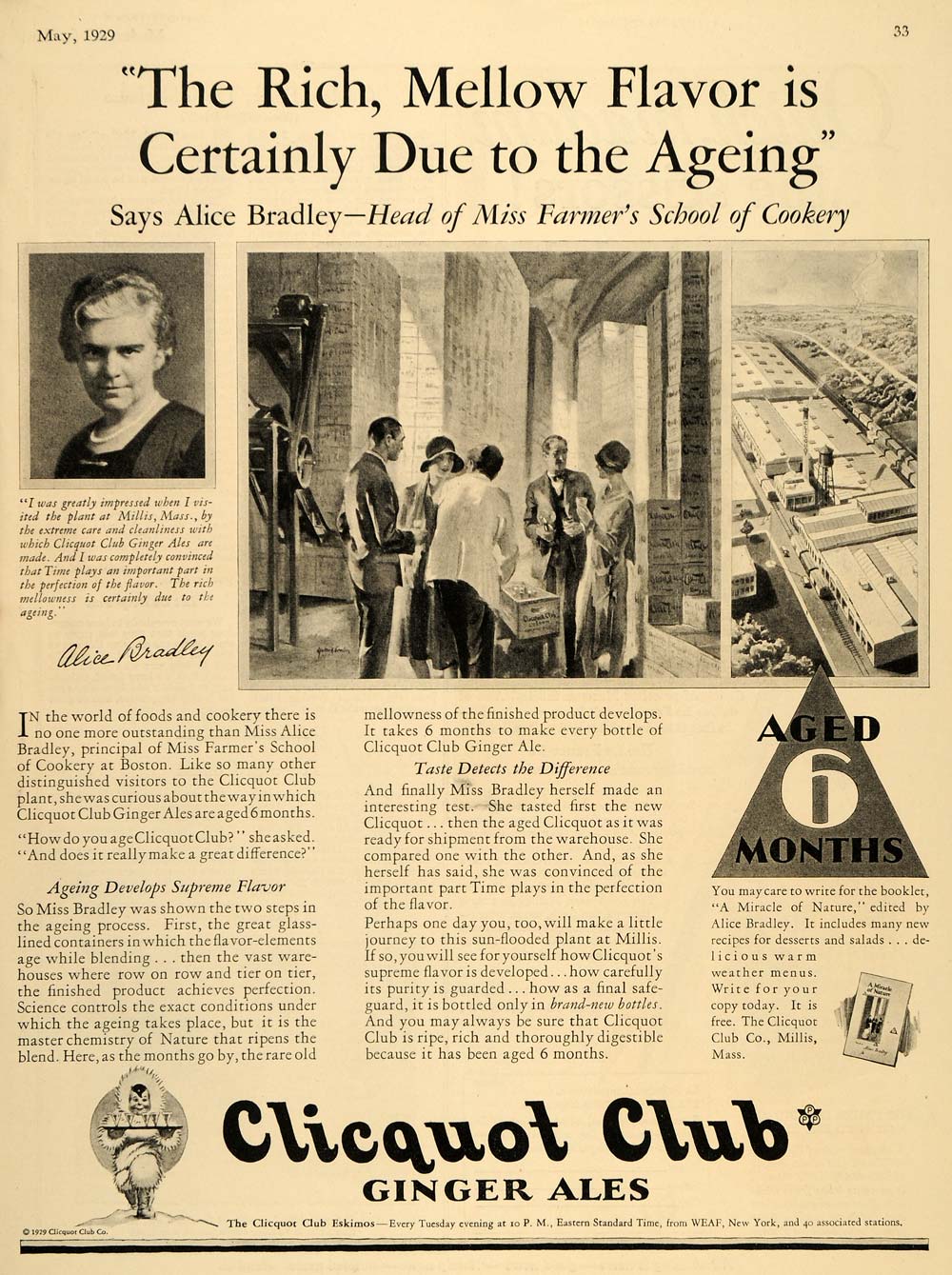 1929 Ad Alice Bradley Ginger Ale Aged Farmer Clicquot - ORIGINAL ADVERTISING MX4