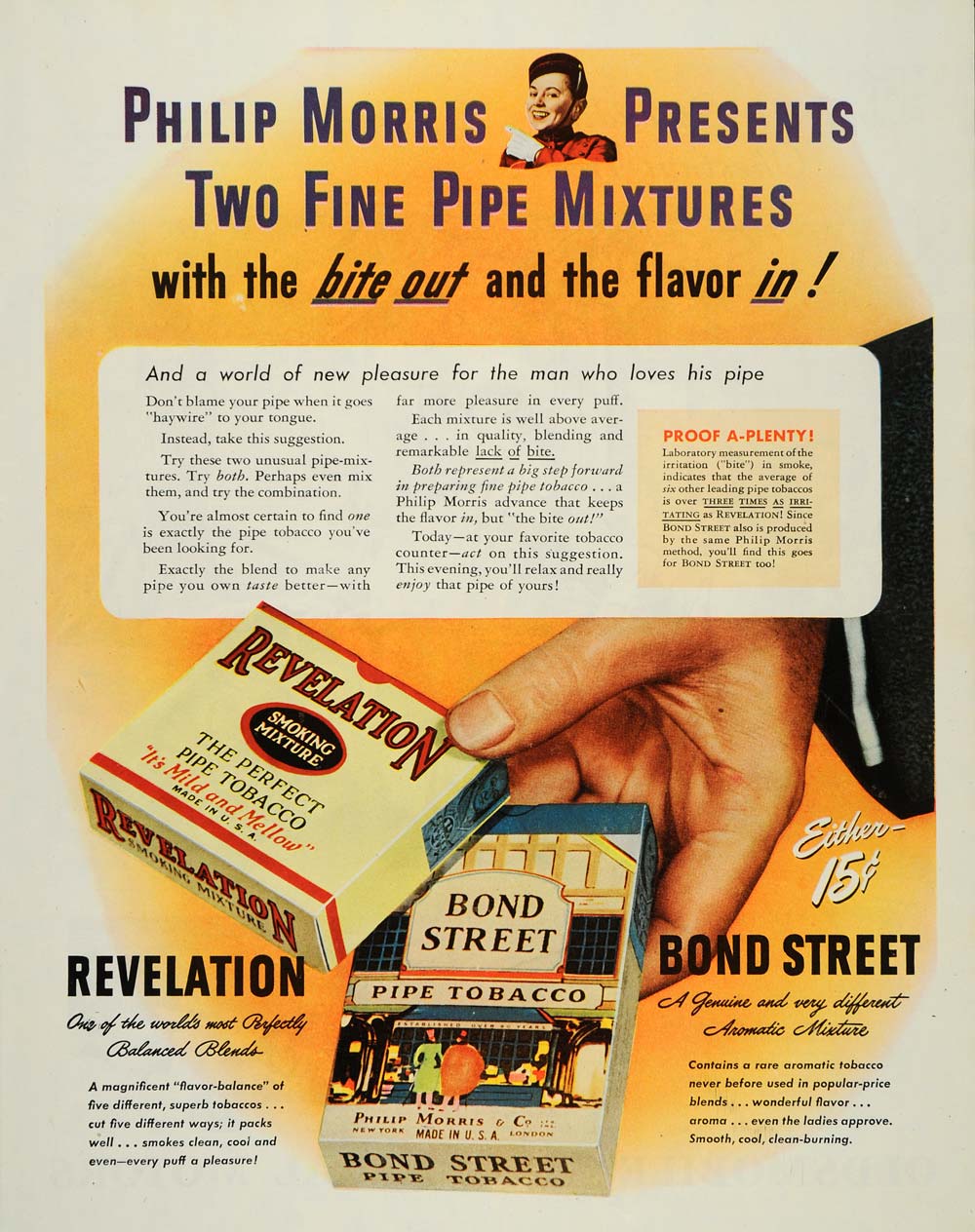 1945 Ad Philip Morris Pipe Tobacco Revelation Bond Mild - ORIGINAL MX4