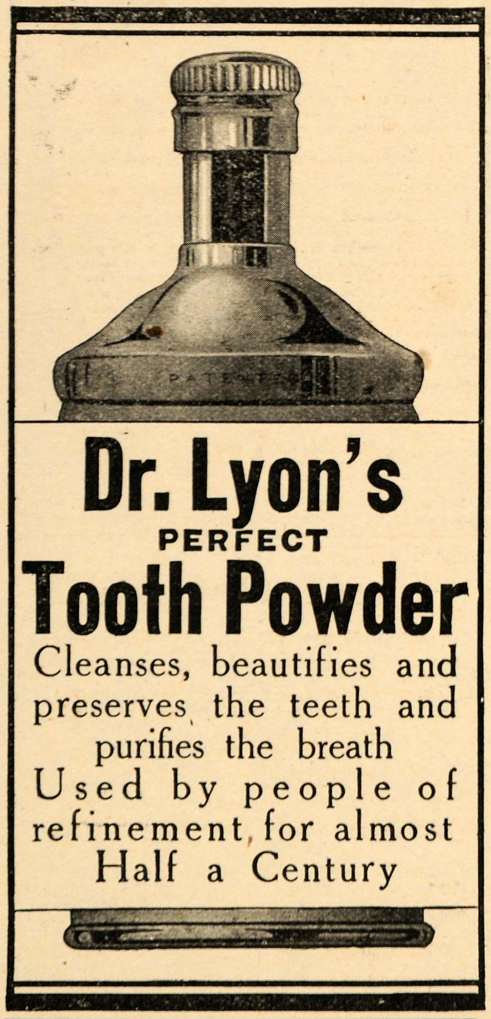1909 Ad Dr Lyons Sons Perfect Tooth Powder Cleans Teeth - ORIGINAL MX5