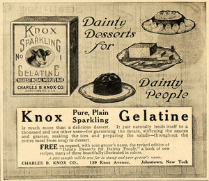 1910 Ad Dainty People Desserts Knox Sparkling Gelatine - ORIGINAL MX5